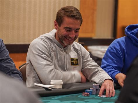 Chance kornuth. Under the gun opens to 1,200 and Chance Kornuth (pictured) calls in the big blind. The small blind three-bets to 6,000 and both the original raiser and Kornuth make the call, bringing a flop of . “All in,” says the small blind immediately after the flop is spread. The original raiser folds and action is on Kornuth. 