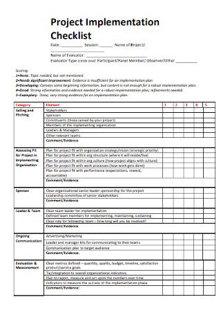 Change Management Implementation Checklist Templates Sample For Project