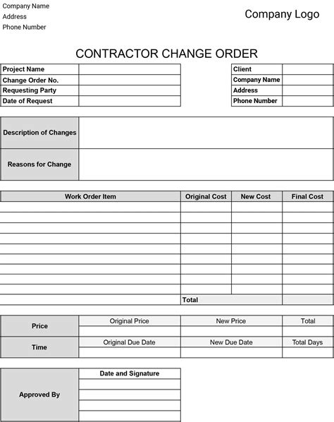 Change Order Form Free Printable Documents Order Form Template Order Form Template Free Words