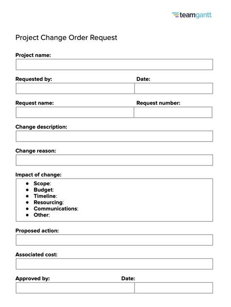 Change Request Form Template Project Management