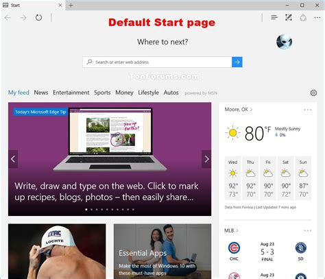 Change Startup Page in Microsoft Edge Windows 10 Tutorials