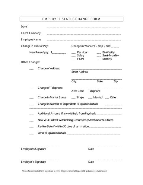 Change Status Form PDF