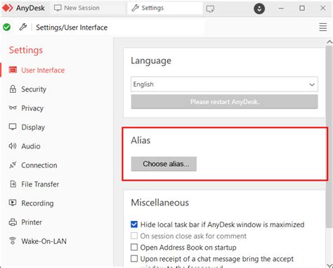 Change anydesk alias.  Go to Settings and find the Identity section.  Save your changes.  If you...