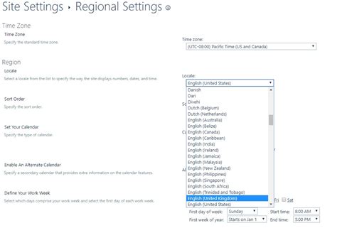 Change date format in OneDrive Office 365 Business (not