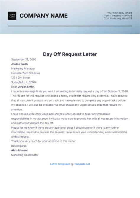 Change day off request letter sample pdf.  I have considered the work sch...