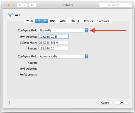 Change ip in mac