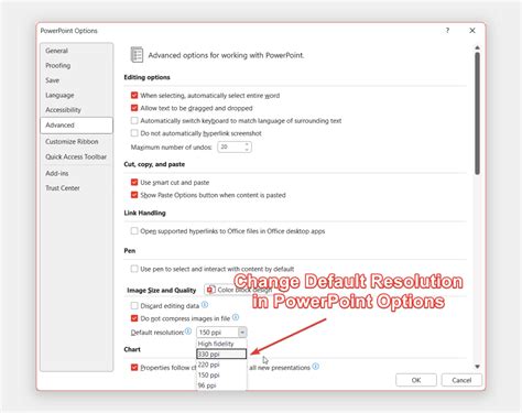 Change powerpoint resolution to 300 dpi.  Save as high quality JPEG, PNG, TIFF or BMP.  J...