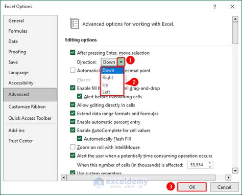 Change the Cursor Movement Direction in Excel