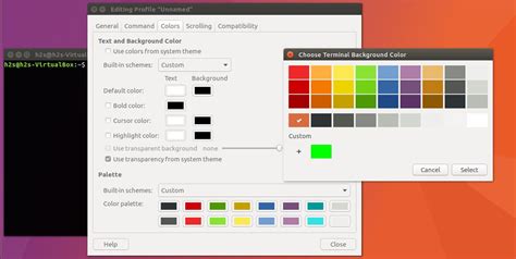 Change ubuntu terminal color wsl.  The default colors panel should look something like ...