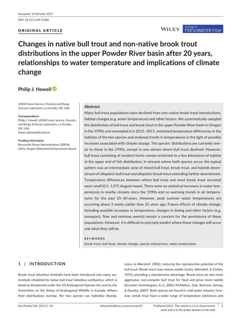 Changes in native bull trout and non-native brook trout …