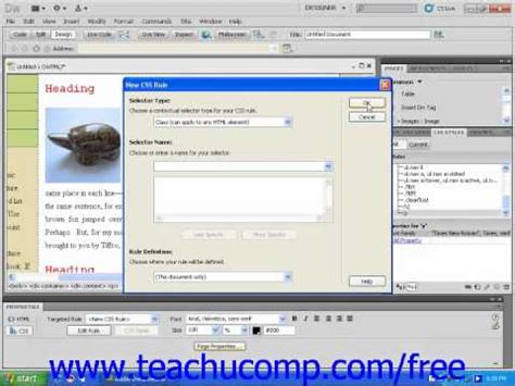 Changing a font in Dreamweaver CS5 YouTube