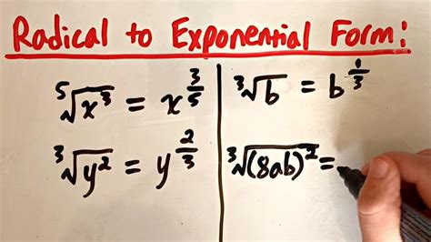 Changing from Exponential form to radical form YouTube