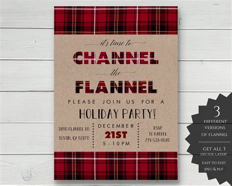 Channel the Flannel Invitation - Etsy