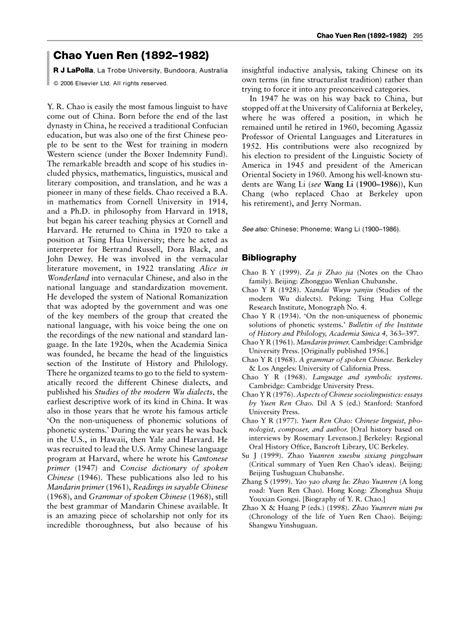 Chao Yuen Ren (1892&ndash;1982) -