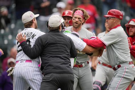 Chaos at Coors Field: Phillies' Harper, Rockies' Bird get tossed