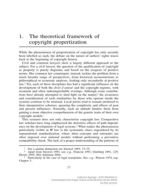 Chapter 1: The theoretical framework of copyright propertization