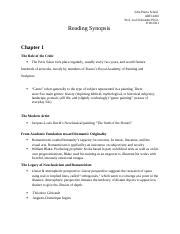 Chapter 1: modern art.docx - Reading Synopsis #1 Chapter 1: The Origins …