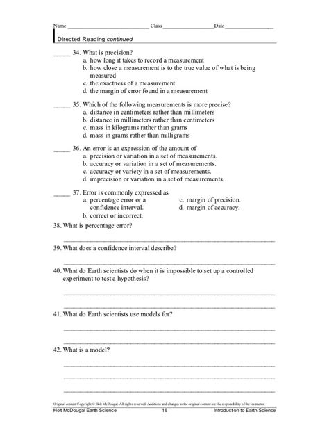 Chapter 1 Directed Reading Worksheet Measuring Motion