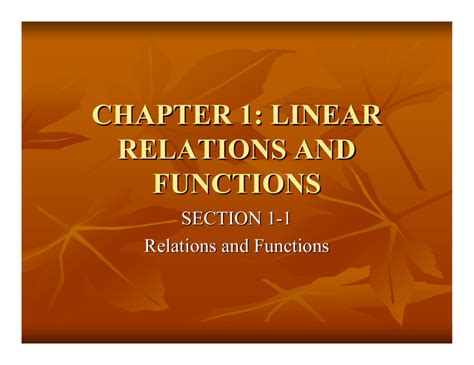 Chapter 1 Linear Relations and Functions Section 1