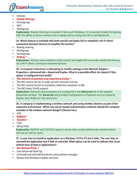 Chapter 11 Exam Answers It Essentials