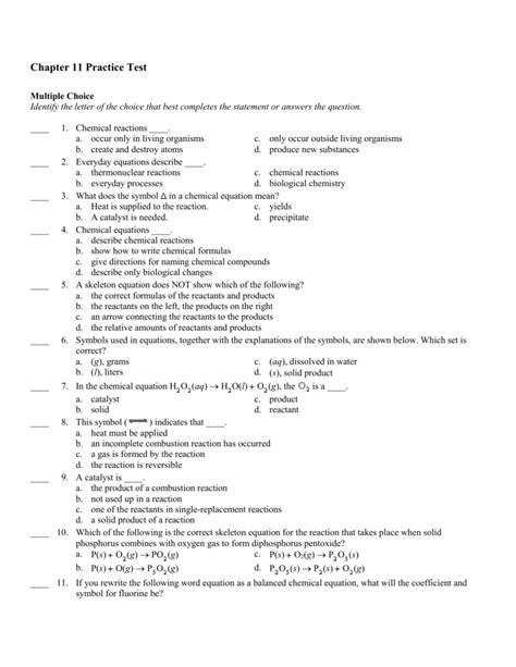 Chapter 11 Practice Test