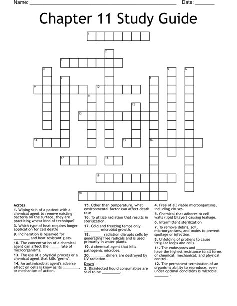 Chapter 11 Study Guide Crossword WordMint