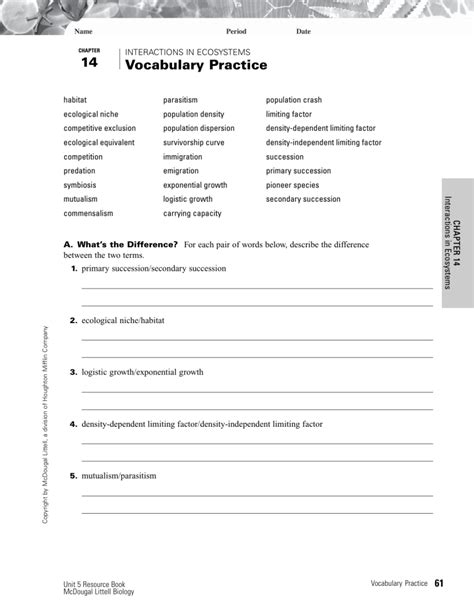 Chapter 14 interactions in ecosystems vocabulary practice.  Practice vocabu...