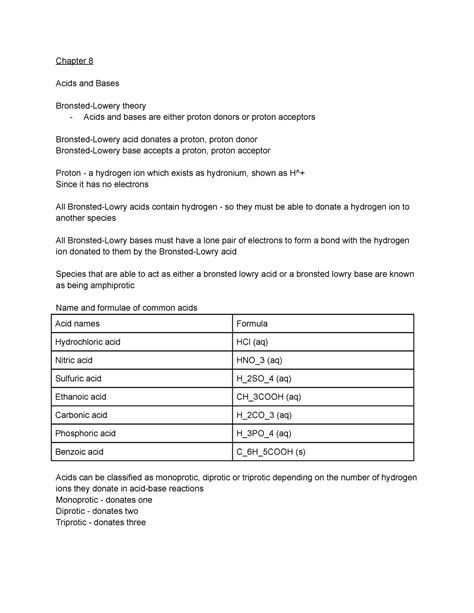 Chapter 18 Study Guide Acids And Bases