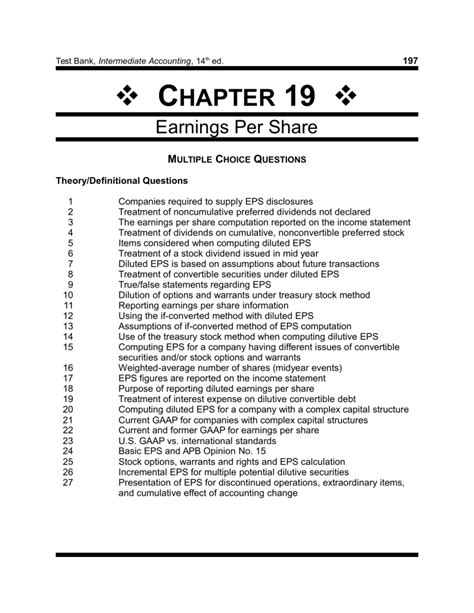 Chapter 19 Test Bank Intermediate Accounting