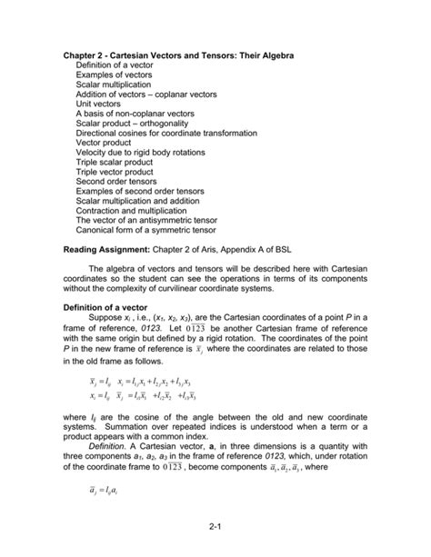 Chapter 2 - Cartesian Vectors and Tensors: Their Algebra