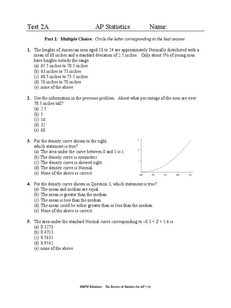 Chapter 2 AP Statistics Practice Test PDF Normal Distribution