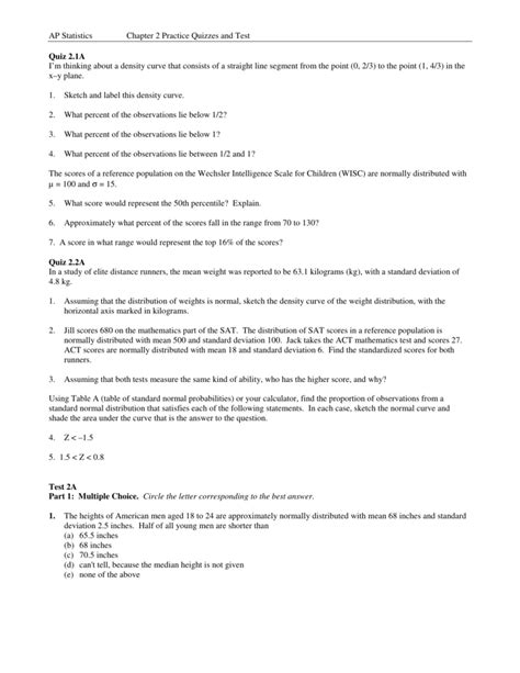 Chapter 2 Ap Statistics Practice Test Answers CalinCatilyn