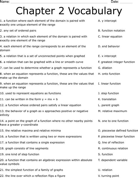 Chapter 2 Vocabulary Worksheet WordMint