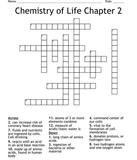 Chapter 2 chemistry of life crossword puzzle. - Examen preparatorio de contabilidad gauteng septiembre.