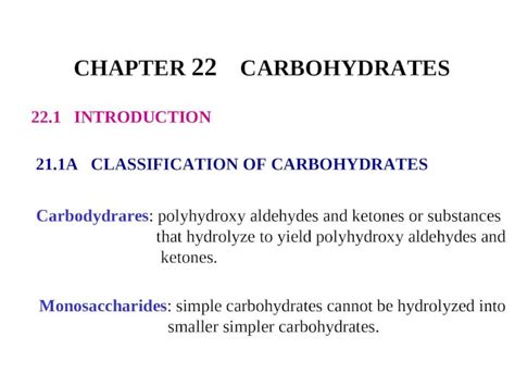 Chapter 22 Carbohydrates lecture notes - latech.edu