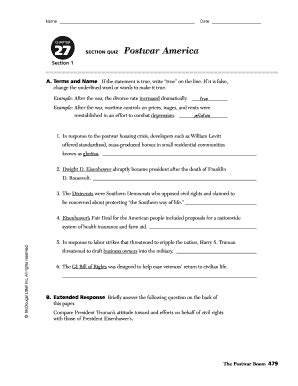 Chapter 27 section 1 guided reading postwar america. - Illinois state paramedic exam study guide.