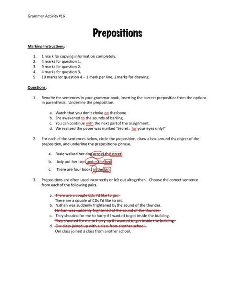 Chapter 3 Lesson 1 Prepositional Phrases Answer Key EduForKid