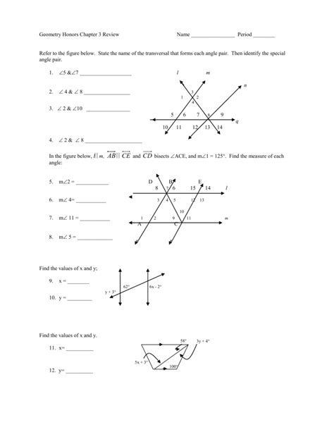 Chapter 3 Study Guide And Review Geometry Answers Study Poster