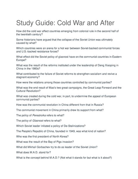 Chapter 31 the cold war study guide. - Manuale di manutenzione dumper articolati terex ta30.