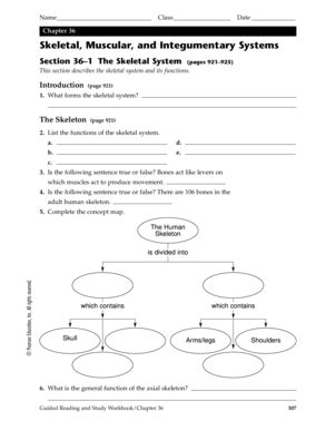 Chapter 36 Skeletal Muscular And Integumentary Systems Section Review Answer Key