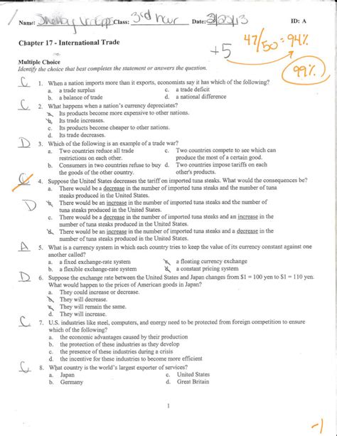 Chapter 4 Economics Quiz Answers