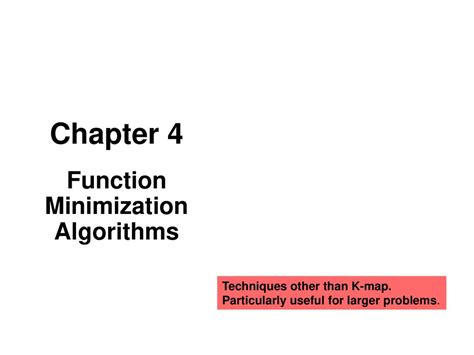 Chapter 4 Function Minimization Algorithms Techniques Other Than