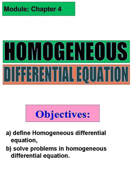 Chapter 4 Homogeneous Differential Equation PDF Differential