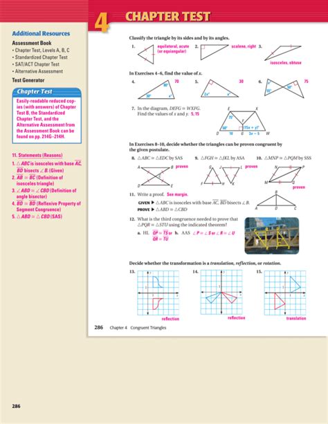 Chapter 4 practice test geometry mcgraw hill.  When a triangle has three e...