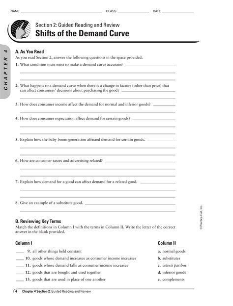 Chapter 4 section 2 analyzing shifts in demand answer key.  Ceteris Paribus Inferio...