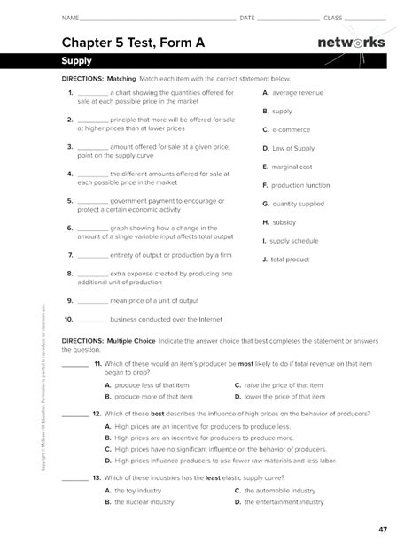 Chapter 5 Supply Economics Worksheet Answers PDF Form Fill Out and