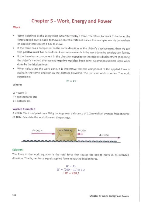 Chapter 5 Work And Energy Study Guide