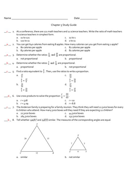 Chapter 5 study guide key