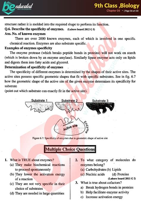 Chapter 6 Biology 9th Class Notes Matric Part 1 Notes