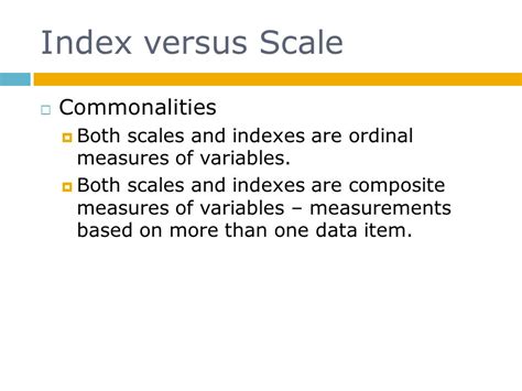 Chapter 6. Composite Measures What are indexes, scales, and